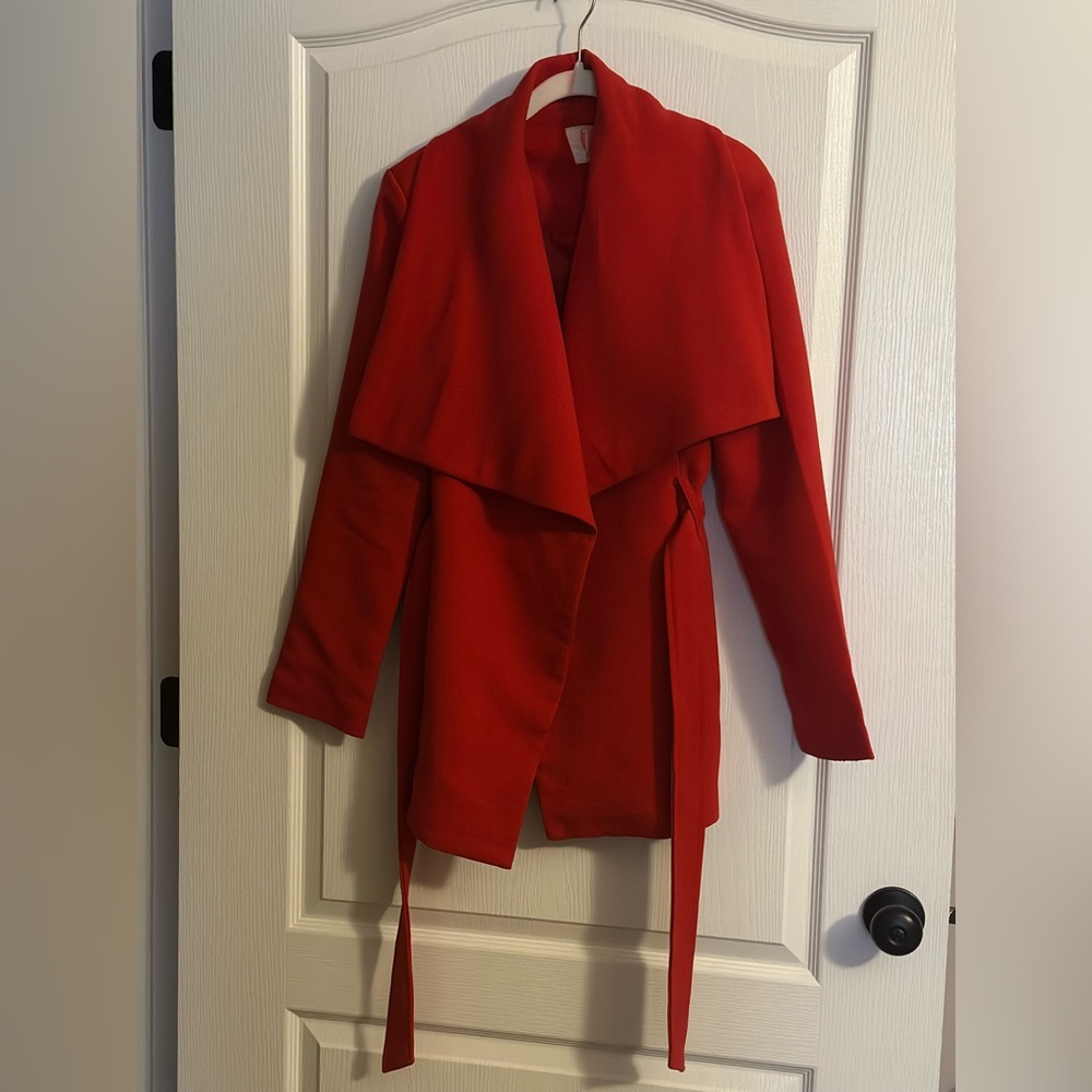 Perfect Christmas Coat! Red, lined with built in belt at the waist!